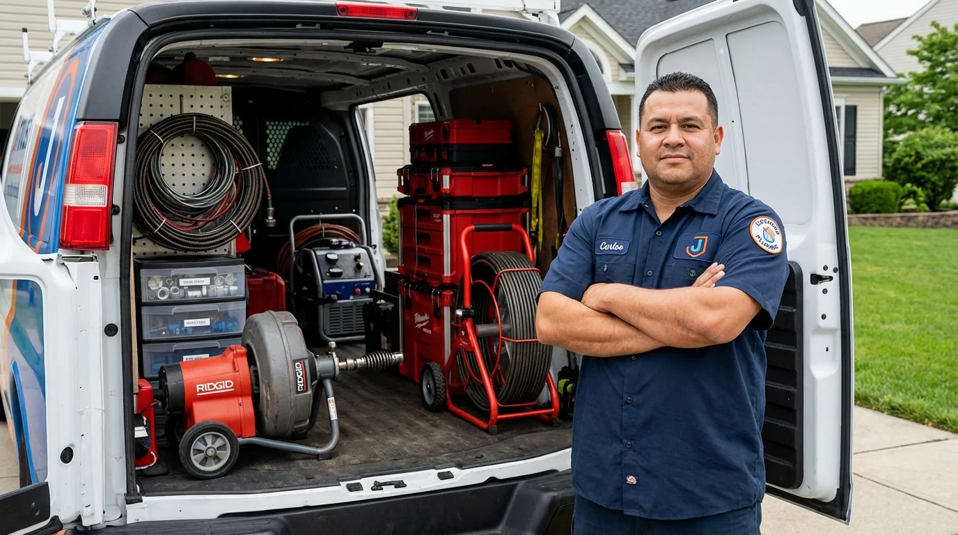 Professional drain cleaning equipment and Johns Plumbing LLC plumber in Royal Oak