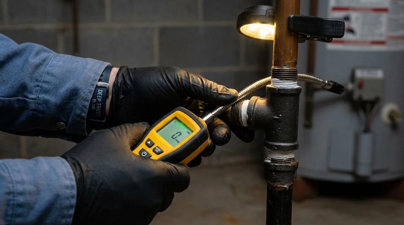 Gas leak detection with electronic sniffer by Johns Plumbing LLC in Royal Oak