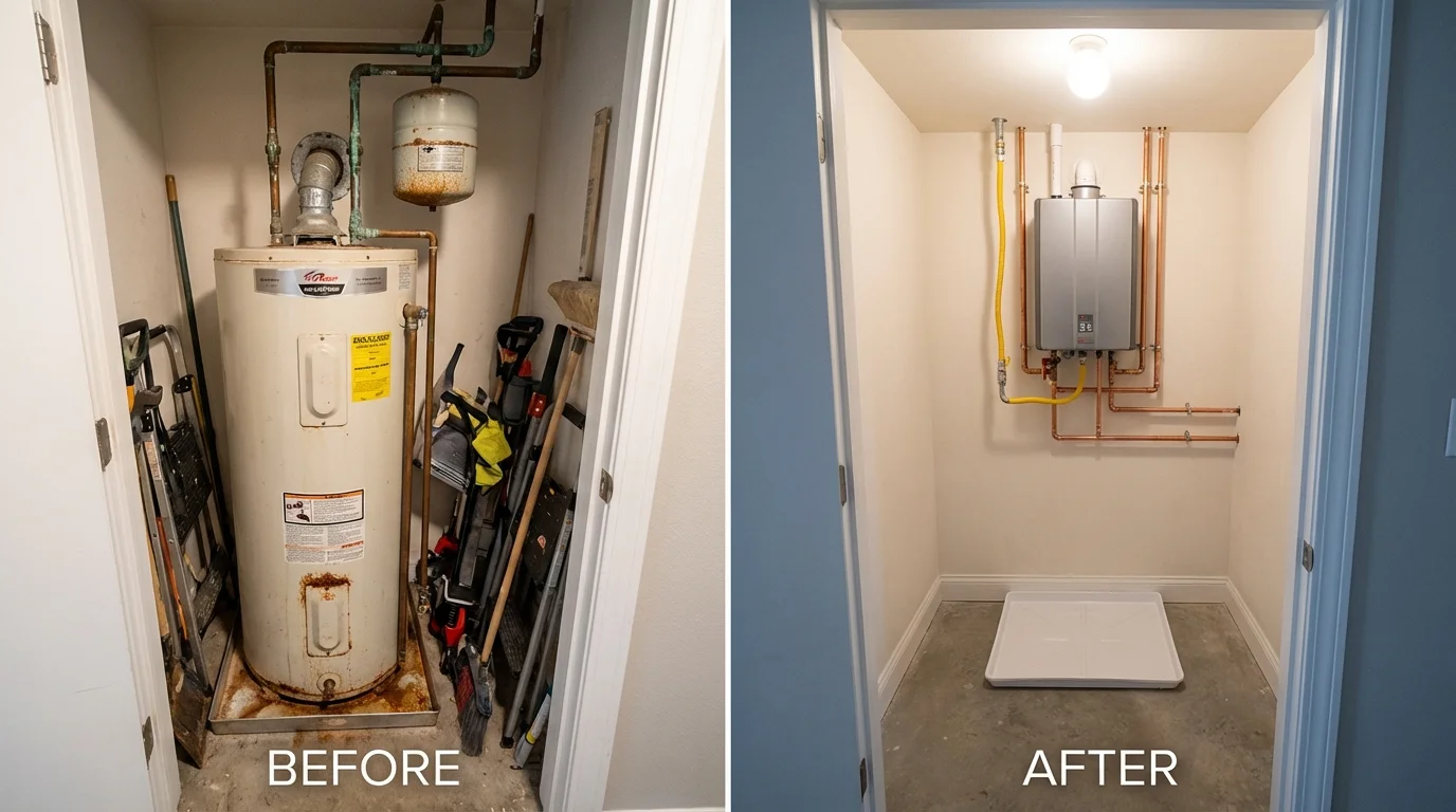 Tank water heater versus wall-mounted tankless unit comparison for Royal Oak, MI homeowners